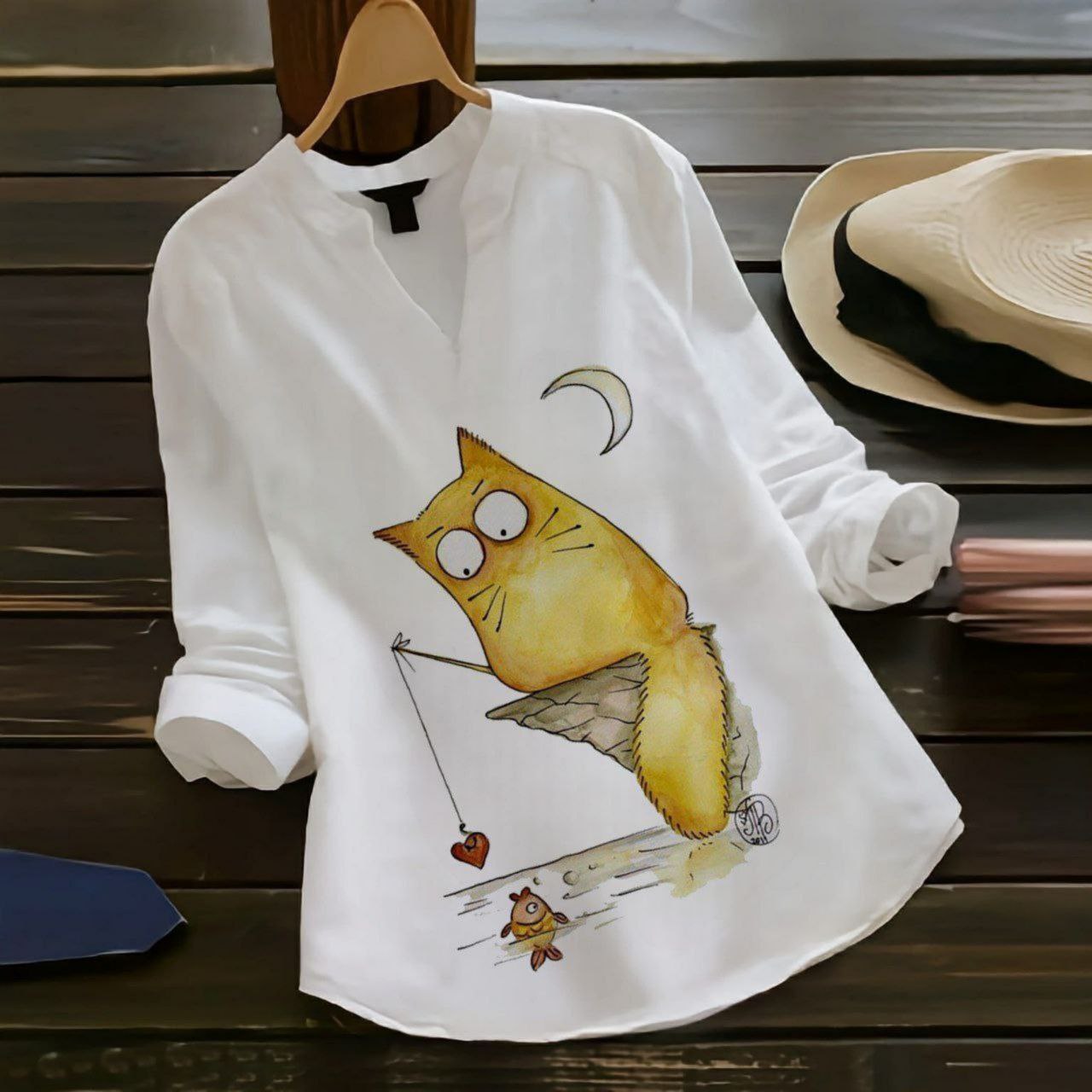 Rayon Top with Collar and Digital Print