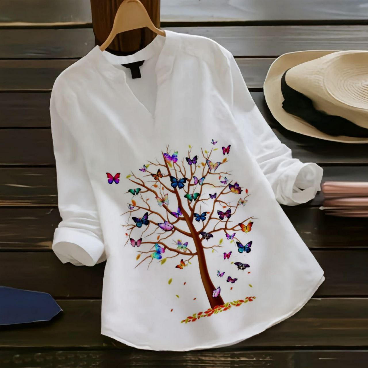 Rayon Top with Collar and Digital Print