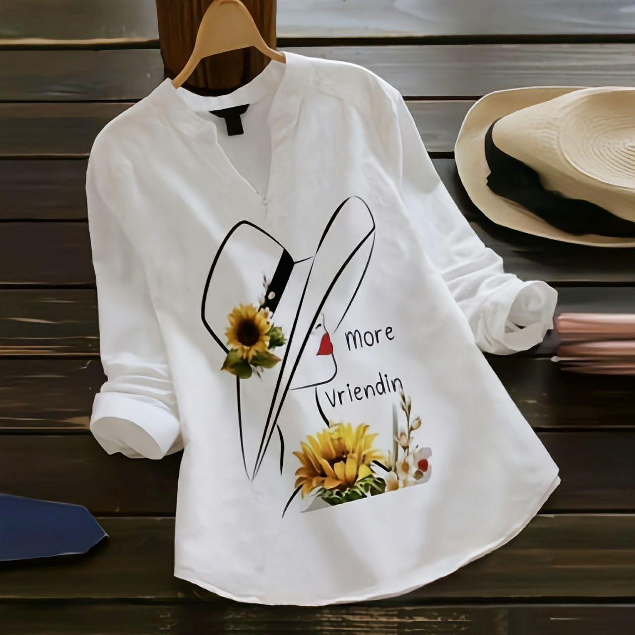 Rayon Top with Multicolor Butterfly Digital Print
